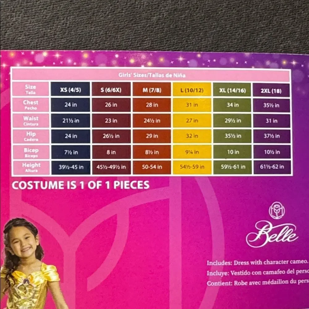 Kids Disney Princess Belle Halloween Costume Size XS 4/5 NEW - Picture 9 of 9